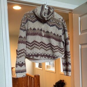 Wild Fable Textured Cowl Neck Sweater - Cream and Brown